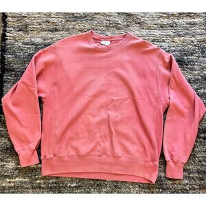 Champion Men's Reverse Weave Sweatshirt Size Large Red Coral Crew Neck Sun Faded